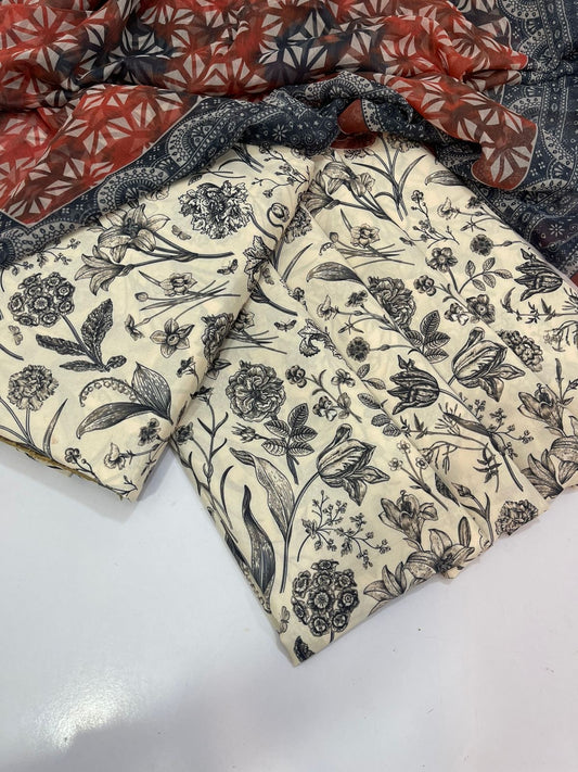 Digital Printed Swiss Lawn 3pcs