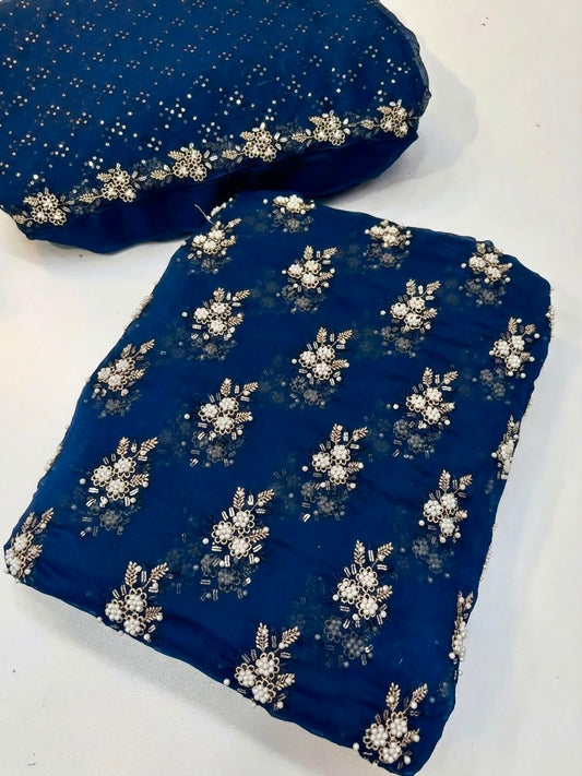 SOFT CHIFFON FINE PEARLS 3PECS(Royal-blue)
