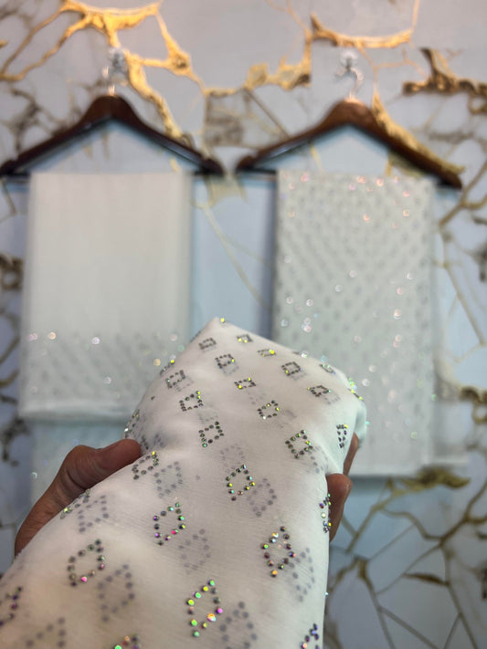 Turkish crystal work unstich 2pcs dress (pure white)