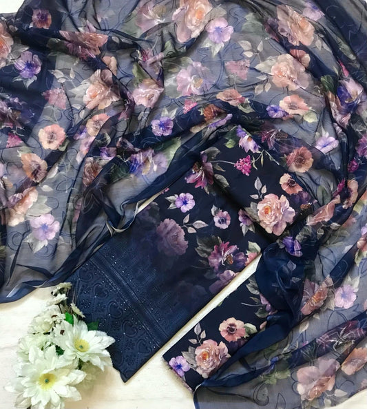 Chikenkari Embroidered lawn 3piece collection