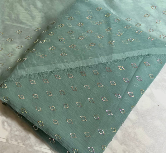 Turkish crystal work unstich dress( mint )