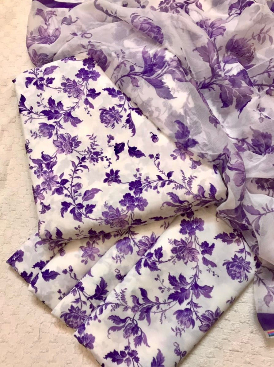 Digital Printed 3 Piece Swiss Lawn With chiffon Dupatta