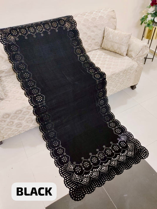 Laser Cut Velvet Shawl 2024 - Damask Black