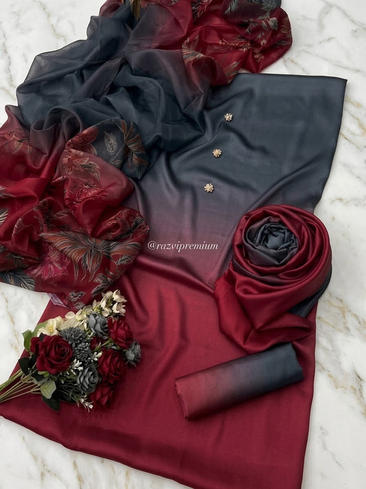 DIGITAL PRINT SHALMOZE Silk 3pcs(tie & die surmai)