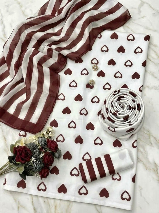 DIGITAL PRINT SHALMOZE Silk 3pcs(R-Heart)