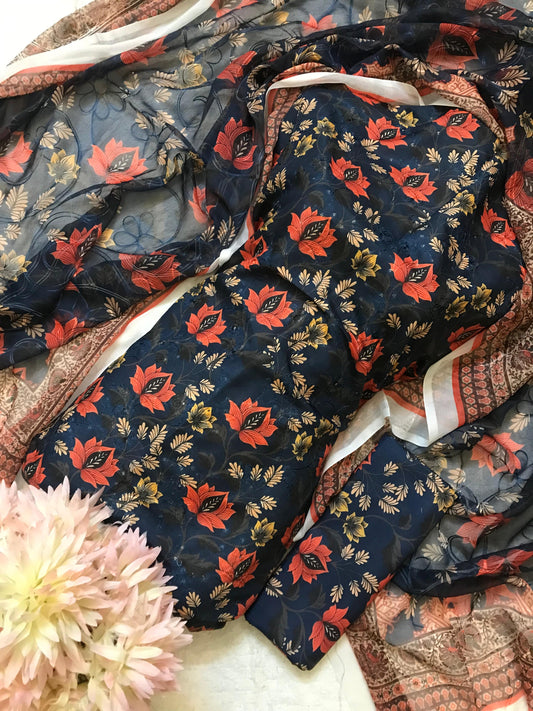 Chikenkari Embroidered lawn 3piece collection