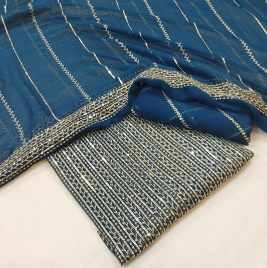 Chiffon sequence sitara 3pcs unstich collection (zink)