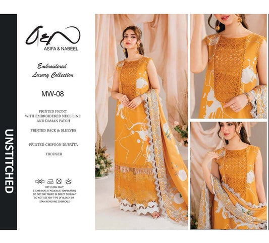 Asif Nabeel luxury lawn unstich collection
