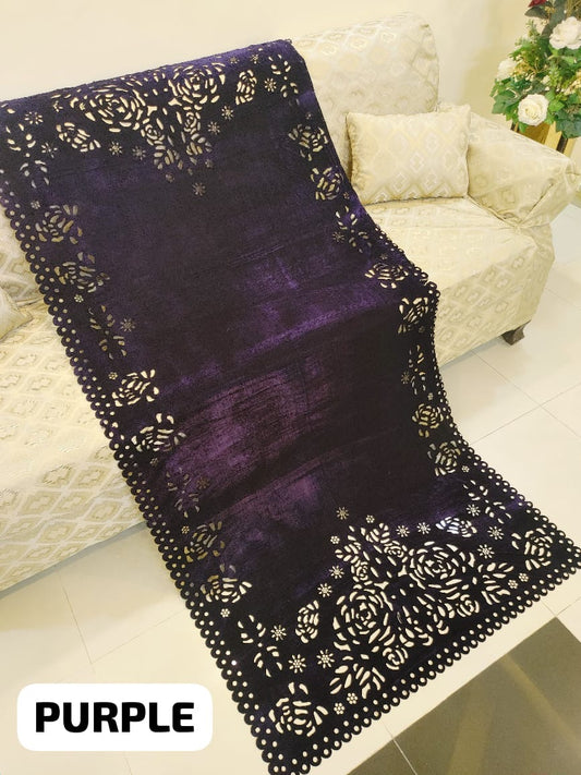 Velvet laser cutwork shawl