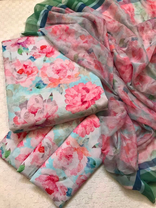 Digital Printed 3 Piece Swiss Lawn With chiffon Dupatta