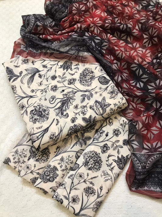 Digital Printed 3 Piece Swiss Lawn With chiffon Dupatta Collection (Unstitch)