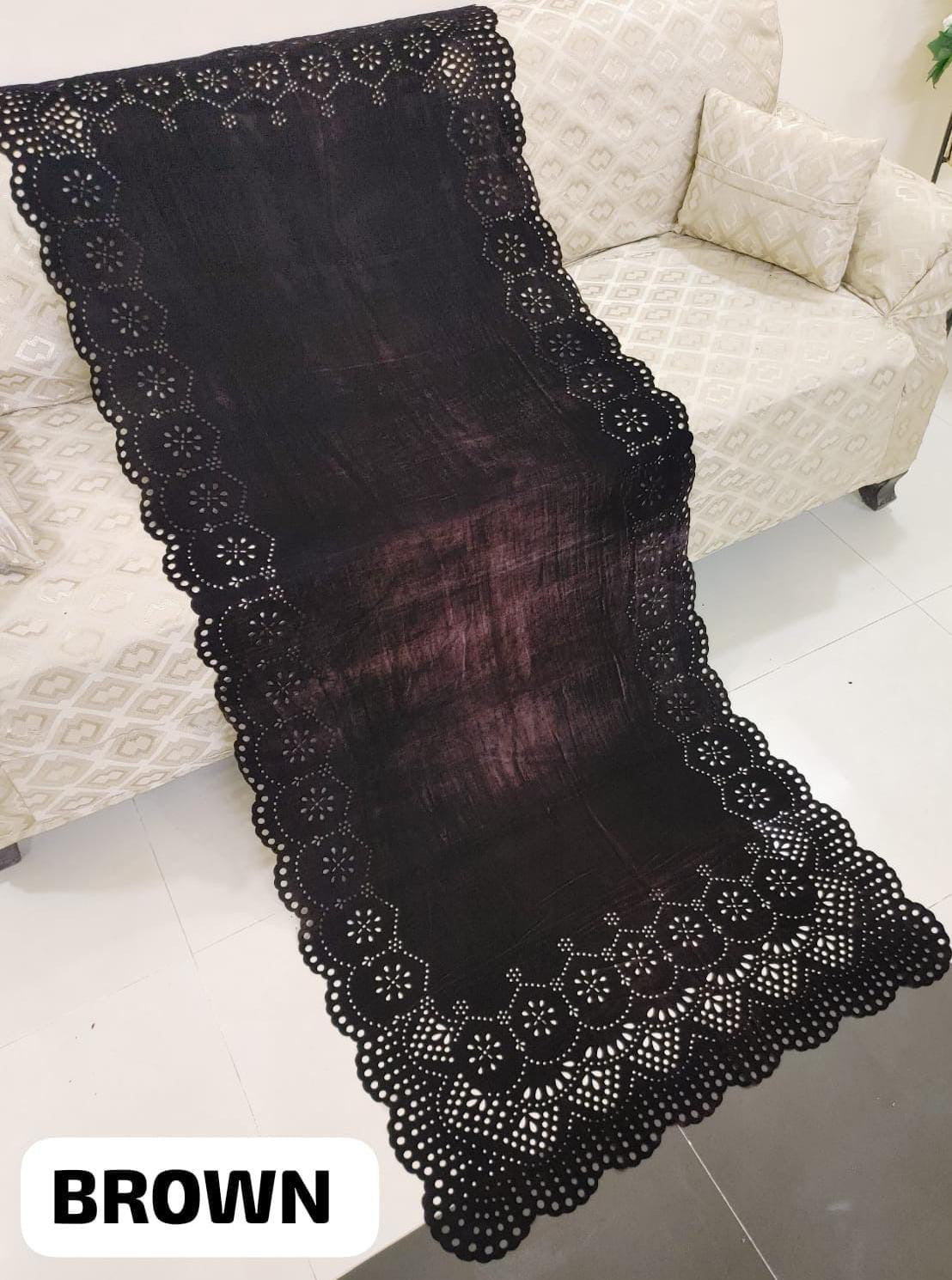 Velvet laser cutwork shawl