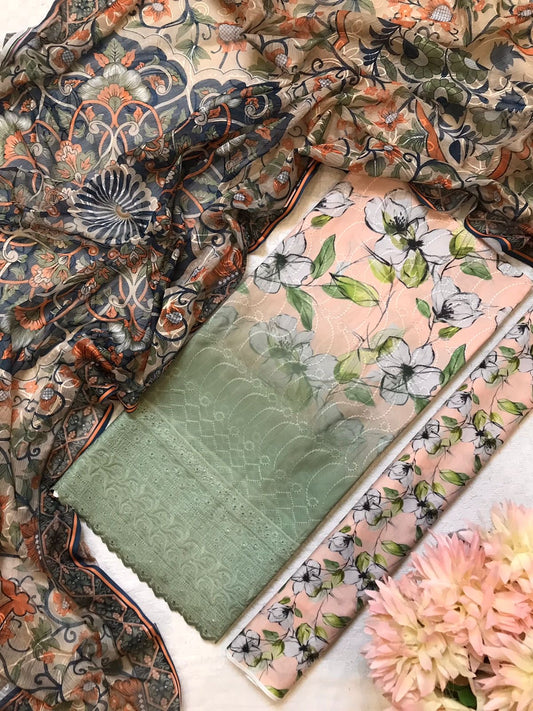 Chikenkari Embroidered lawn 3piece collection