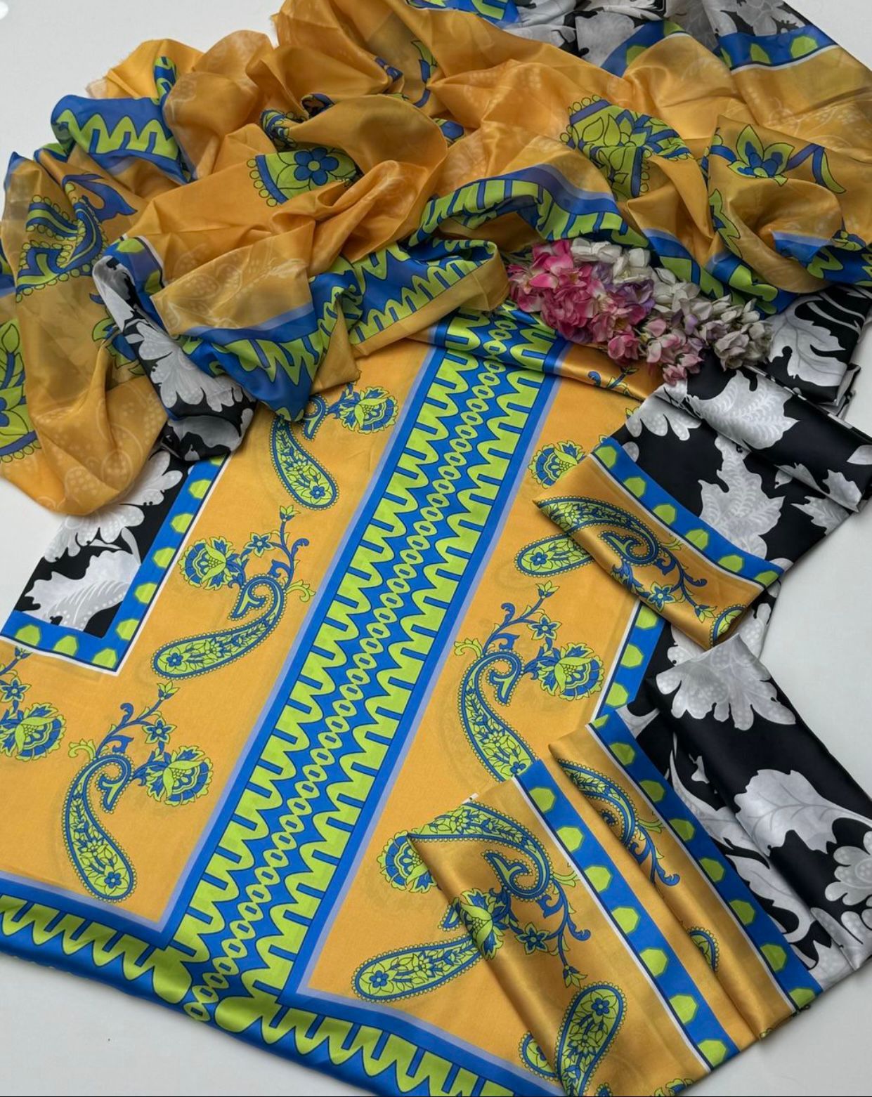 Digital print shamoz silk 3pcs