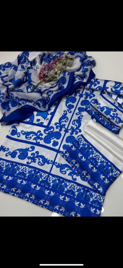 Digital print shalmoze silk 3pcs