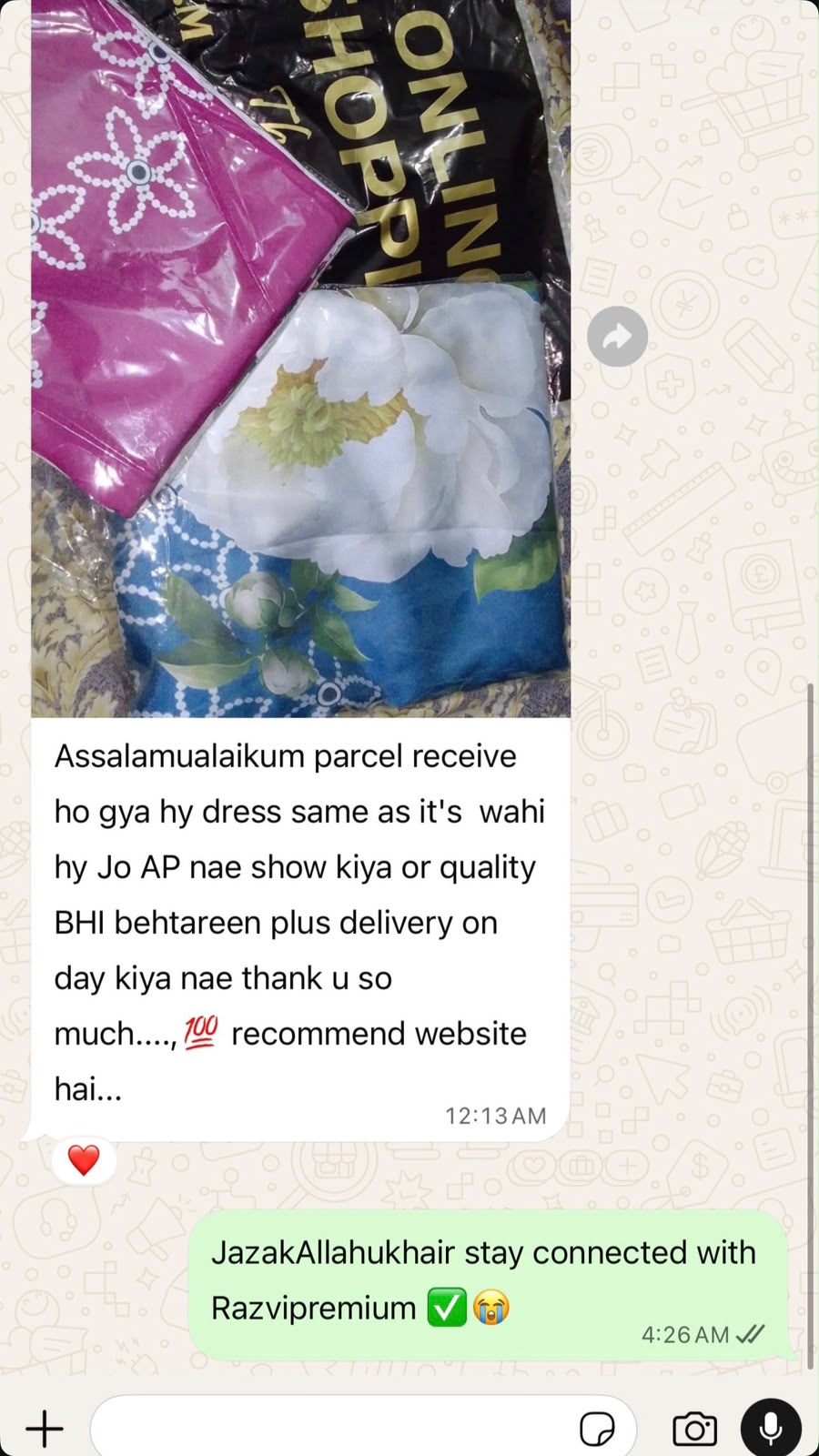 Customer WhatsApp review