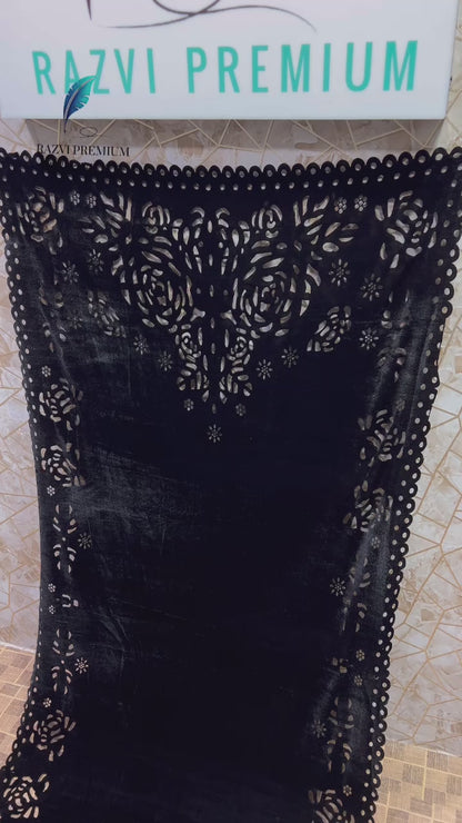 Laser Cut Velvet Shawl 2024 - Damask Black